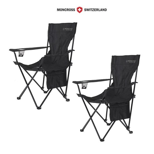 몽크로스 1+1 알프스 폴딩 캠핑 의자 체어 세트 2인 블랙 낚시 의자 피크닉 의자
