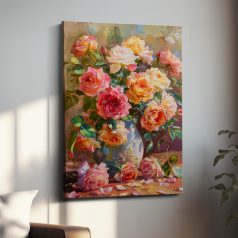 아트앤코 돈 들어오는 장미 캔버스 그림 75x50cm 풍수지리 인테리어 대형 액자, AT3153 장미 로젠가르텐