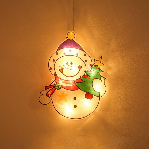 걸스코코 감성 가득 크리스마스 LED 부착식 걸이식 장식등 오너먼트 인테리어 조명 장식, 귀여운눈사람