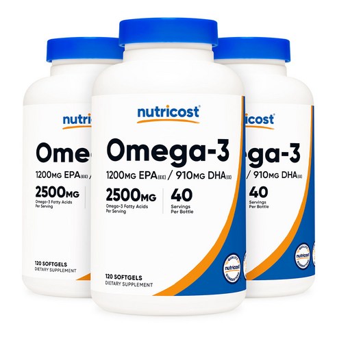 뉴트리코스트 오메가-3 2500mg 120소프트젤 3병, 120정, 3개