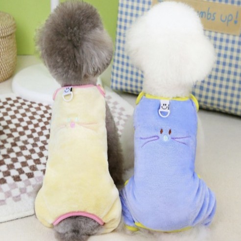 리앤코코 강아지옷 수염 하네스올인원 귀염뽀짝 겨울옷, 블루, 1개