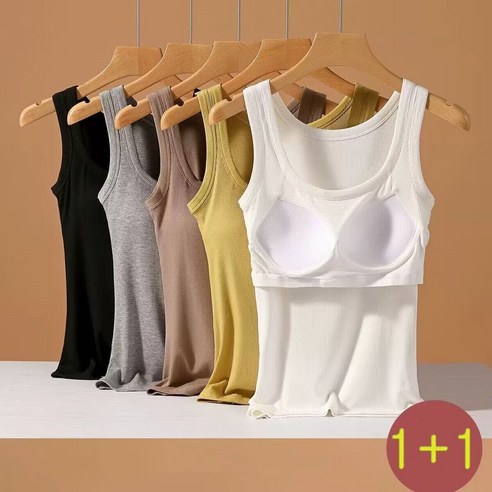 1+1 여성용 브라탑 일체형 골지 좋은 스판 나시 티셔츠 빅사이즈 편안한 모달 민소매 이너티 기본 나시티 브라캡나시 1+1 여성용 브라탑 일체형 골지 좋은 스판 나시 티셔츠 빅사이즈 편안한 모달 민소매 이너티 기본 나시티 브라캡나시