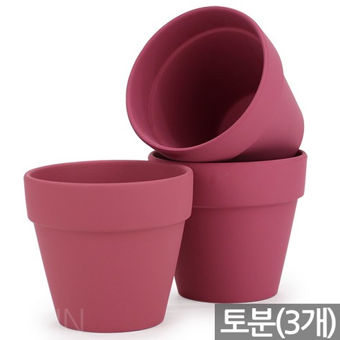 세인화분 칼라 토분 화분 3P - 식물 다육 선인장 파스텔 컬러 인테리어 중형 원형 대형 표준형 테라코타 토기화분 베란다 거실 도자기 카페, 3개, 와인 칼라토분_10호