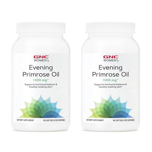 GNC 우먼스 이브닝 프림로즈 오일 1300mg 소프트젤 글루텐 프리 무설탕, 90개입, 2개
