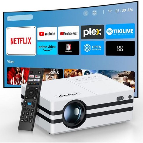 프로젝터 Android TV 11Netflix 인증 포함 9000개 이상의 앱 Auto Focus & Keystone Home Theater 스마트 프로젝터 WiFi6/ Bl