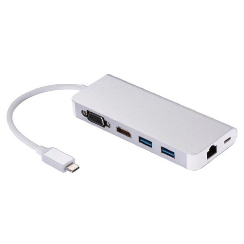USB C 3.0 어댑터 케이블 Type C to HDMI VGA 컨버터 유형 C-충전 어댑터, 설명, 알루미늄, 실버