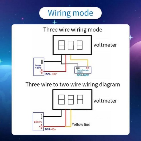 DC LED 디지털 디스플레이 전압계 0.28 인치 2 와이어 3 0-100V 2.5V-30V 레드 그린 블루 옐로우, [07] Three-Wire Blue