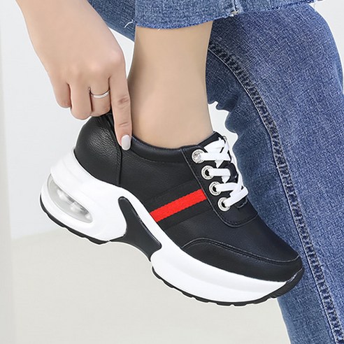 제이슈 천연소가죽 배디 키높이 에어 스니커즈 6.5cm