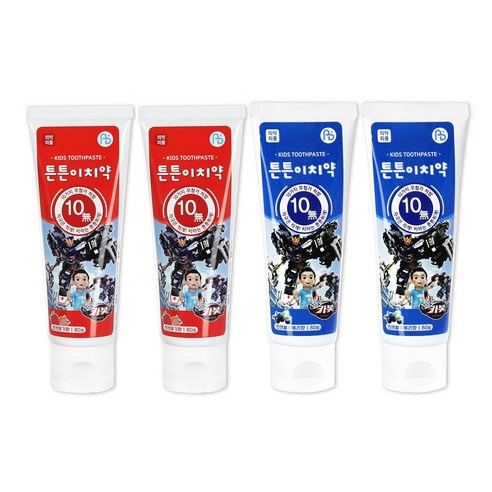 튼튼이치약블루베리향 튼튼이치약딸기향, 헬로카봇 80g 천연딸기향 2개/천연블루베리향 2개