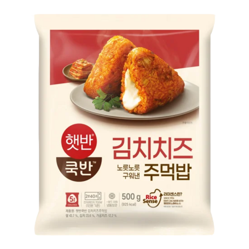 CJ 등산 소풍 도시락 간편식 햇반쿡반 김치치즈주먹밥 500g 혼밥 아이간식 독서실, 500g, 2개