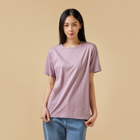 [JAJU/자주] 여 실켓 코튼 반팔 티셔츠_핑크