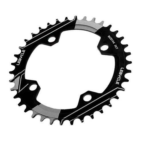 산악 자전거 BMX MTB용 자전거 내로우 와이드 체인링 104 BCD 라운드, 기준, 알루미늄 합금, 38T 블랙