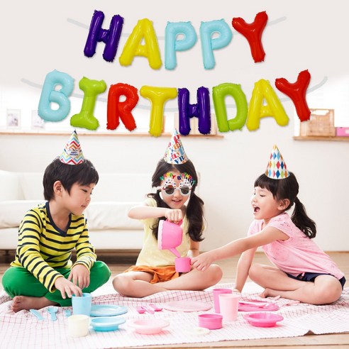 호일풍선세트(생일)+고깔모자3p+생일안경, 생일호일_마카롱+고깔모자3p(레인보우)+생일안경_화이트