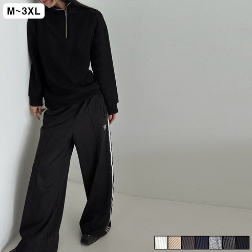 편안함과 스타일을 겸비한 고품질 빅사이즈 오버핏 반집업 니트