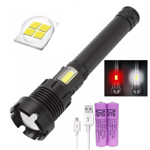 xhp90 후레쉬 90.2 cob 손전등 배터리 3000mah2개 해루질 랜턴 낚시 써치라이트, 90.2후레쉬+배터리3000 2개, 1개