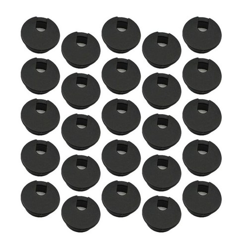 20Pcs 컴퓨터 책상 그로멧 테이블 케이블 포트 깔끔한 와이어, 블랙, 설명