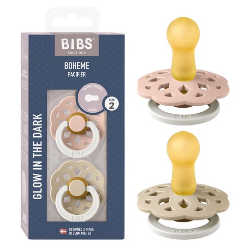 빕스 보헴 고무 쪽쪽이 2개입 세트, 2단계(6~18개월), 블러쉬나이트&바닐라나이트