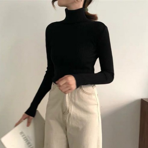 5컬러 목폴라 HH-B92 여성 골지 니트티