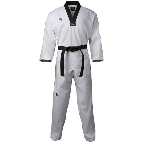 MOOTO 한국 태권도 챌린저 유니폼 (블랙 화이트 브이넥) 무술 팀 체육관 (1. 블랙 180(키 180189cm)(1906.5피트)) 1. 블랙. 122625 - 도복... 