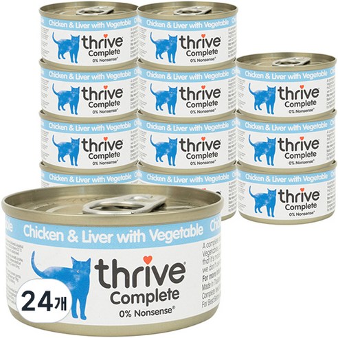 쓰라이브 컴플리트 그레인프리 고양이 주식캔, 닭+호박, 75g, 24개