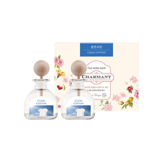 더허브샵 샤르망 자동차 디퓨저 50ml, 클린코튼(2개입), 1세트