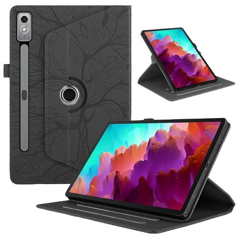 레노버p12 Case for Lenovo Tab P12 12.7 Inch 2023 PU Leather Cover Lightweight Flip Stand Shell with Elastic B, 블랙