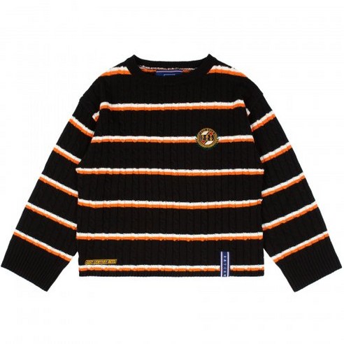 ROMANTIC CROWN 로맨틱크라운 STRIPE CABLE 르 KNIT_BLACK 142187