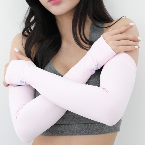 잇츠매직슬림 무봉제 손등커버형 아쿠아엑스 쿨토시 팔토시 2P X 2세트, 연핑크 2매