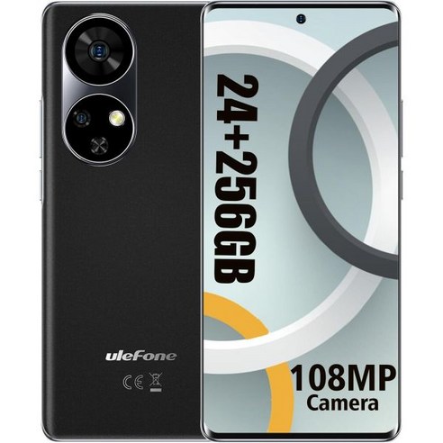 Ulefone Note 17 Pro 언락 휴대폰 108MP 카메라 24256GB 120Hz 6.78 AMOLED 디스플레이 내 지문 5050mAh Android 13 페이스 언, Black