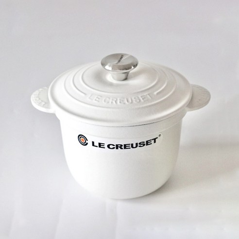 프랑스품질 주물냄비 고메밥솥 에나멜코팅 2중뚜껑 보양냄비, 18*13.5/cm, 화이트, 1개