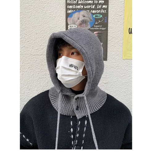 빅비쥬 니트 바라클라바 후드 넥워머 후드모자 남녀공용