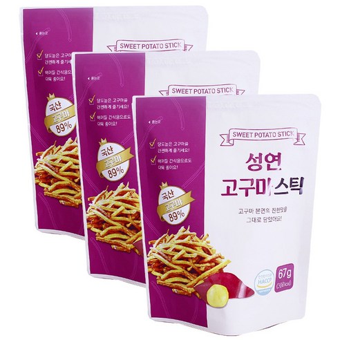 성연 고구마스틱 국산, 6개, 67g