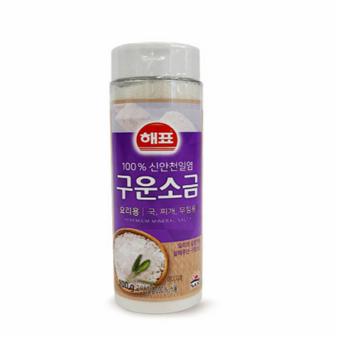 해표 100% 신안천일염 구운소금 요리용 국 찌개 무침용, 200g(용기형), 5개, 200g