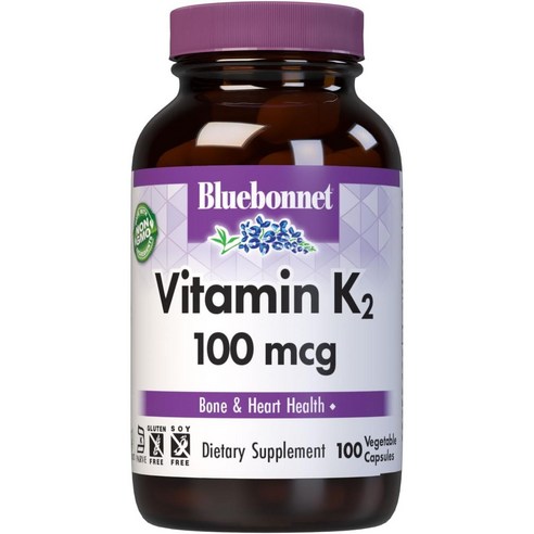 블루보넷 내추럴 비타민 K2 100mcg 브이캡 비건 글루텐 프리 무설탕, 100개입, 1개, 100정