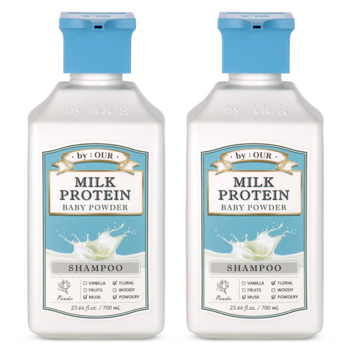 바이아우어 밀크 프로틴 샴푸 베이비 파우더향, 700ml, 2개