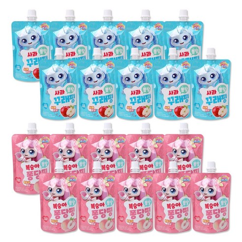 해호 캐치티니핑 음료수 100ml 꾸래핑 사과 + 퐁당핑 복숭아