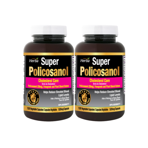 폴리코사놀 20mg 120식물성캡슐 슈퍼 Policosanol 허바 캐나다, 120정, 2병