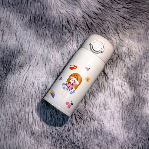 H14 귀여운 입체 만화 점프 보온컵 스테인리스강 작은 물컵 ins 휴대용 컵 선물, 소녀, 350ML