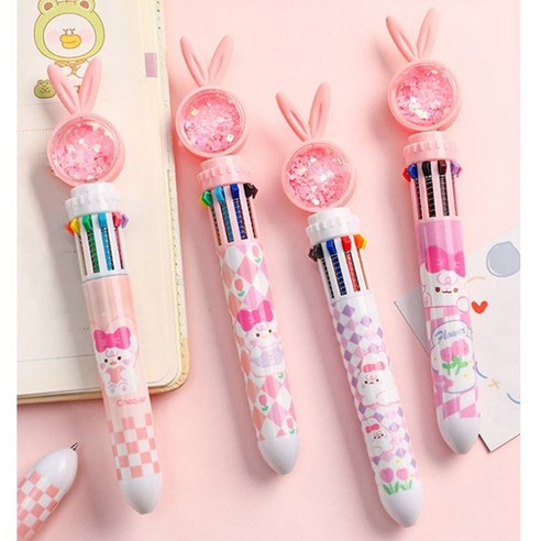 한 번에 10가지 색상의 유성펜을 사용할 수 있는 실용적인 멀티펜 세트