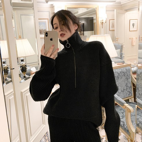 터틀넥 스웨터 여성 가을/겨울 2021 새로운 한국 패션 탑 느슨하고 게으른 디자인 감각 아우터웨어 니트 스웨터