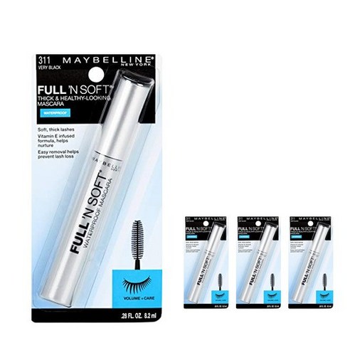 메이블린 풀 앤 소프트 워터프루프 마스카라 8.2ml, Very Black, 4개