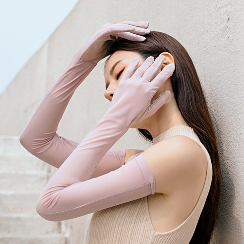 ZZJJC 아웃도어 라이딩 팔 토시 글러브 통기 벙어리 미끄럼 방지 운전아이스 슬리브녀, 고기가루