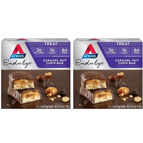 앳킨스 엔둘지 츄 바 카라멜 넛 5개입, 170g, 2개