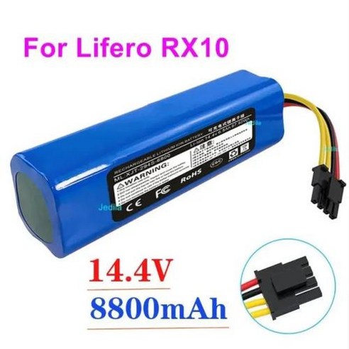 청소기 팩 6800mAh 이온 RX10 배터리 Lifero 리튬 진공 오리지널 용량 충전식 로봇 배터리, 4) 2pcs 6800mAh