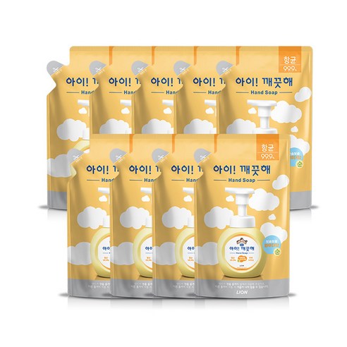 아이깨끗해 순 핸드워시 파우더향 리필용, 200ml, 9개