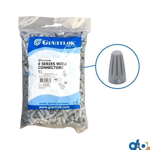 다올ETS 와이어커넥터 스크류커넥터 E1 P1 회색 0.5SQ~1.0SQ 자이안트록 (1000개입), 1세트