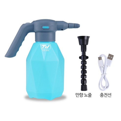 태월 농약분무기 충전식 전동 자동 압축 고압 리틈살포기 분사기2L, 블루, 1개