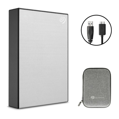 씨게이트 ONE TOUCH HDD 외장하드 + 파우치, Silver, 1TB
