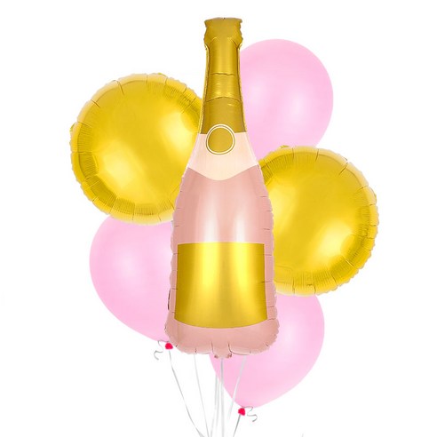 파티팡 은박풍선 고무풍선 생일파티 장식 풍선부케세트, 1개, 러브 샴페인 핑크골드세트