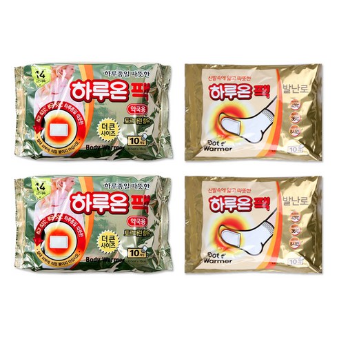 하루온팩 핫팩 핫보온대 손난로 발난로 10개입 2023년형, 더큰사이즈 핫팩 2개+발난로 2개, 1세트